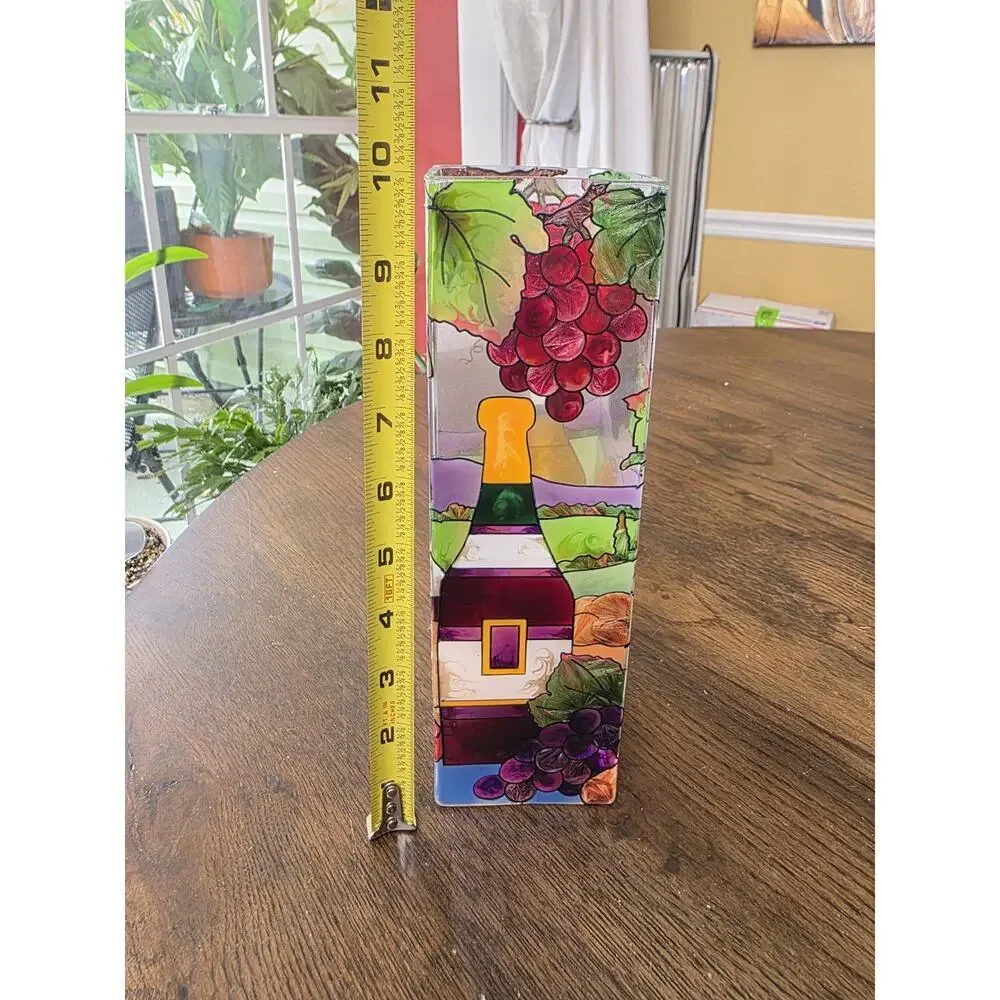 Joan Baker Hand Painted Wine & Cheese Glass Vase 10